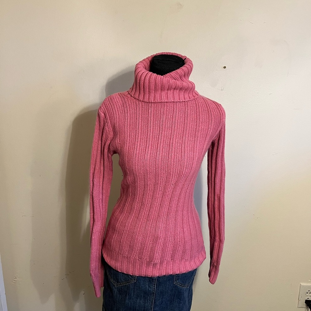 The Limited Women’s Pink Turtleneck Ribbed Sweater